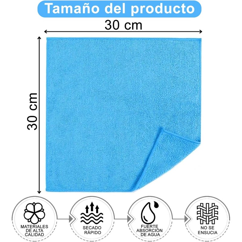 12 Pcs Paños de Limpieza de Microfibra, Toallas de Microfibra