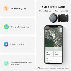 HONGTOP H GPS Tracker for Vehicles, 1PCS Car Tracker Device Hidden, Works with Find My (iOS Only) APP, No Monthly Fee, Real Time Tracking (Black Tracker, Black Magnetic Case)