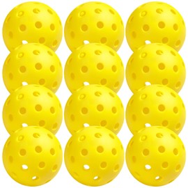 GoPickle 12Pack Pickleball Balls Indoor & Outdoor, 40 Holes Pickle Balls Meet USAPA Standards, High Bounce, Good for Practice, Durable, Excellent Visibility, Perfect for Beginners and Players
