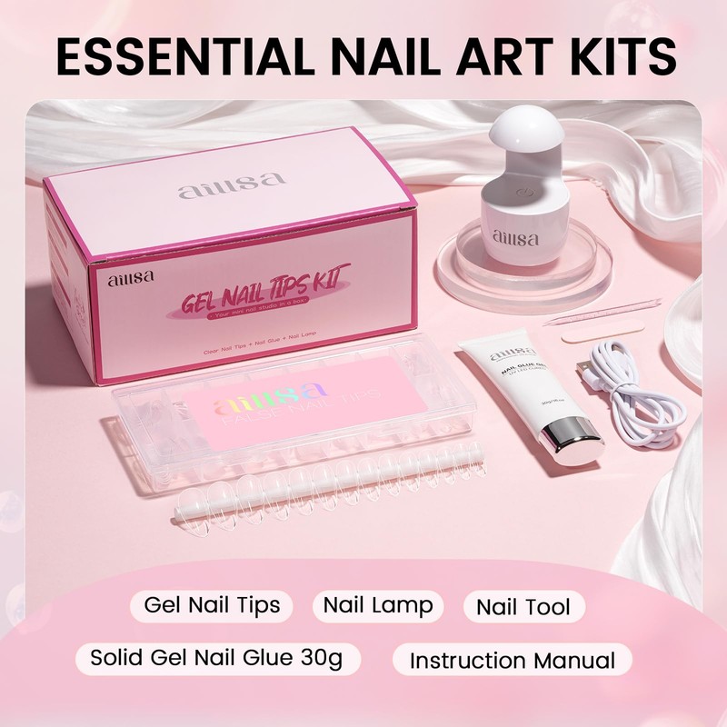 Nail Tips with Glue Kit Medium Almond Nail Tips 120pcs