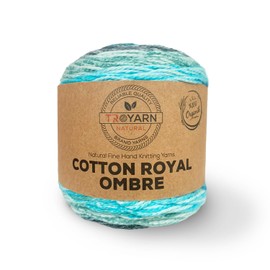 Troyarn Cotton Royal Ombre (1 Skein Pack) with Rainbow Colors, Soft Organic Cotton Yarn for Crocheting and Knitting - 100g (230yds) - Four Season Use