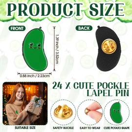 Dunzoom 24 Sets Inspirational Pickle Gifts Sets Bulk Motivational Pickle Pens Lapel Pins Positive Cards Cute Back to School Gifts for Student Teacher Coworker Office Supplies