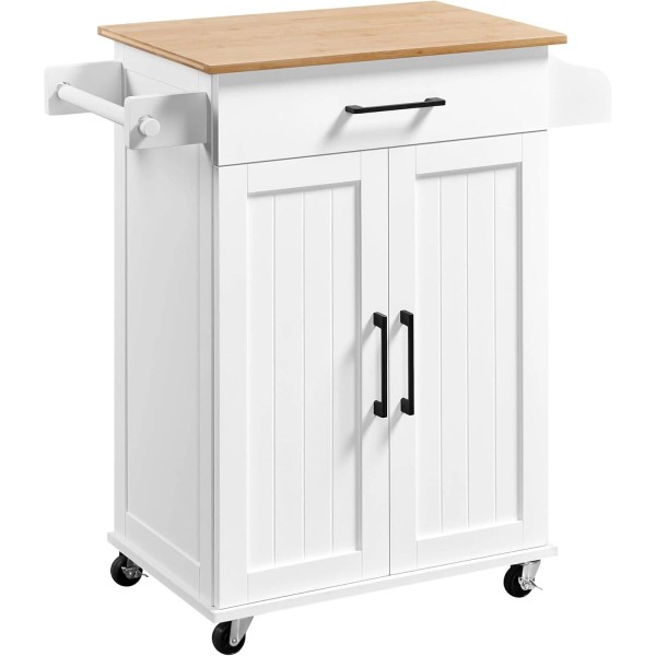 Unbranded Kitchen Cart with Bamboo Tabletop 32" Width Rolling Kitchen