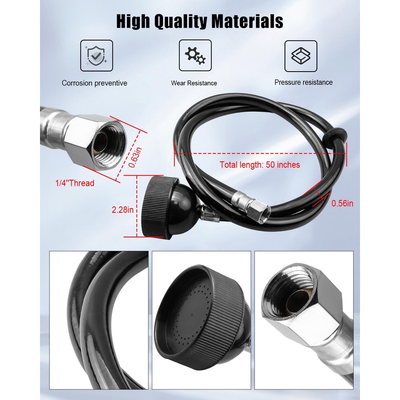2 Pack Shampoo Bowl Sprayer Head with Black Rubber Hose
