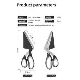 2-in-1 Pizza Cutter and Server, Stainless Steel Blade, Ergonomic Soft Grip Handle, Easy to Clean, Pizza Scissor and Spatula Combo, Multi-Purpose Kitchen Tool