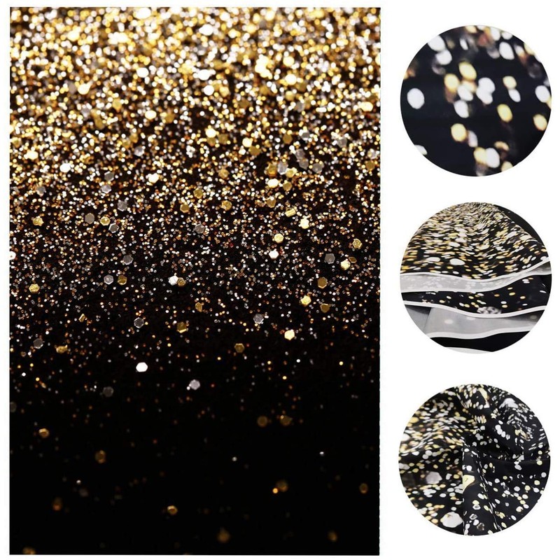 WOLADA 5x7FT Gold Backdrop Glitter Backdrop Gold Spots Bokeh Backdrop
