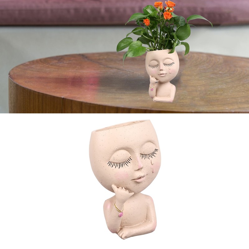 Face Planter Pots Resin Home Head Planter Face Flower Pot