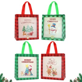 CHEERYMAGIC Christmas Bags, ChristmasTote Bags,Reusable Christmas Shopping Bags Non-woven Waterproof Xmas Grocery Treat Wrapping Bag with Handles for Xmas Party Favor Bags A9HLGBD4