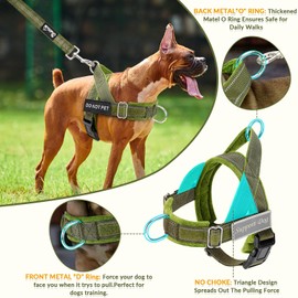 SlowTon Dog Harness Large Dogs with Lead Set,5.7ft Anti Pull Dog Lead, Padded Soft Handle Reflective Adjustable Easy Control Pet Vest Leash for Training and Walking