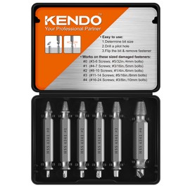 KENDO Damaged Screw Extractor Set - Remover for Stripped Screws Nuts & Bolts, Drill Bit Tools for Easy Removal of Rusty & Broken Hardware, 6PC HSS Drill Bit Bolt Extractor Kit, Superb Gifts for Men