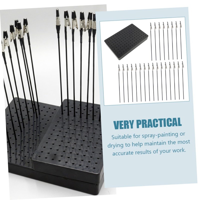 STOBOK Model Making Base Paint Booth Stand 25pcs Clip Base