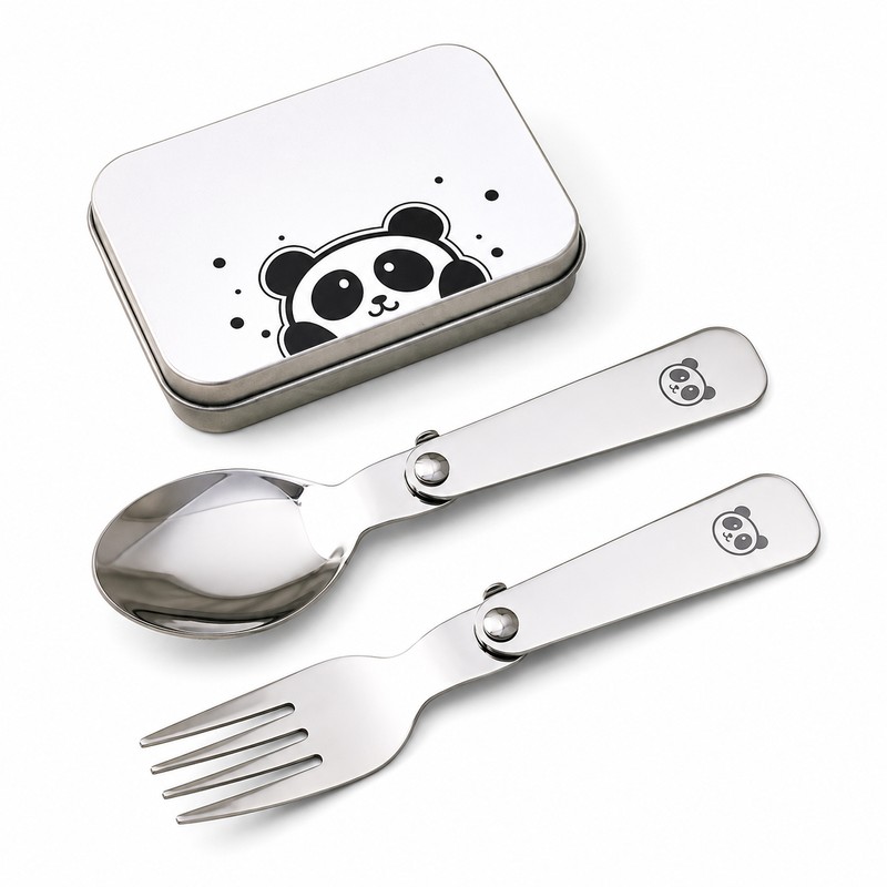 Portable Folding Cutlery Set for Kids – 3-Piece Stainless Steel