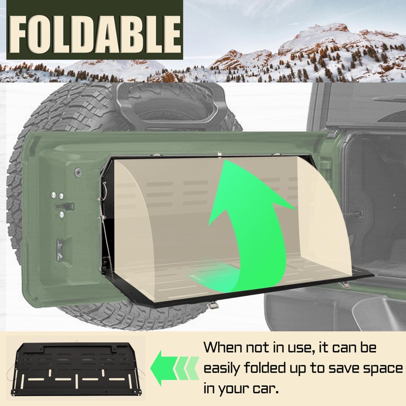 KUAFU Double-Layer Foldable Tailgate Table Compatible with 2018-2023 Jeep Wrangler