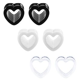 JFORYOU 3 Pair Ear Tunnels Gauge Acrylic Heart Shaped Ear Expander Gauges Ear Piercing Ear Stretcher for Women and Men