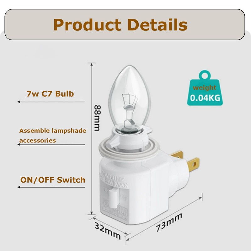 TWDRTDD Plug in Night Light, Adjustable E12 Base Socket with