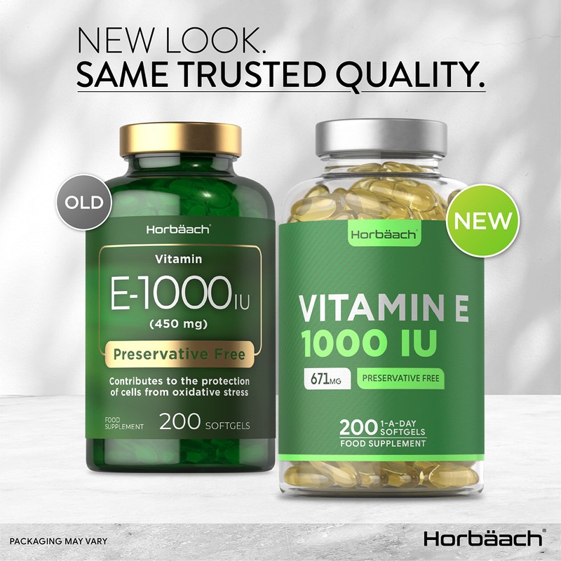 Vitamin E Oil Capsules | 1000iu Strength | 200 Softgels