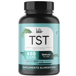 LIFE 360 TST  400 Cpsulas  Fenogreco, L-Arginina, Creatina Monohidratada, Magnesio, Vitamina D, Vitamina B6 y Oxido de Zinc  Suplemento Alimenticio...