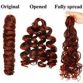 Ginger Braiding Hair Pre Stretched Color 350 Boho Hair for Braiding Knotless Ocean Wave Braids Itch Free Synthetic Hair Extensions French Curls