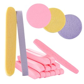 Esponja facial comprimida, 120 piezas profesionales de eliminación de maquillaje redondo de lavado facial esponjas PVA Spa almohadillas exfoliantes de limpieza para mujeres, amarillo, rosa, morado
