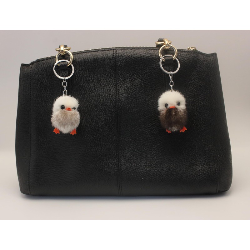 Adorable Genuine Mink Fur Duckling Keychain - Ethically Sourced, Available