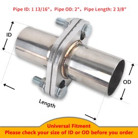 FGJQEFG Exhaust Flange Bolts Quick Fix Repair Pipe Kit w/Gasket & Hardware, 2'' Inch OD 2 Bolts T304 Stainless Steel Universal Flange Replacement Kit