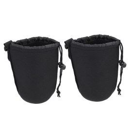 Tofficu 2PCS Shockproof Neoprene Camera Lens Pouch for DSLR Compact and Lightweight Lens Bag Fit for Various Brands Easy to Carry with Hook for Protection and Storage