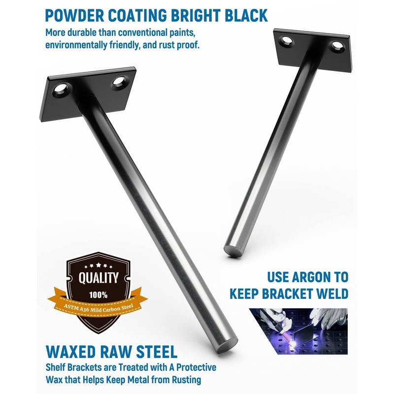 LEOPO Black 32-Pack 6 inch Floating Shelf Brackets, Hidden Shelf