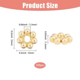 CHGCRAFT Pack of 100 Flower Spacer Beads 18K Gold Plated Stainless Steel Beads Golden Flower Spacer Beads for Jewellery Bracelets Earrings Making Valentine Gift Golden