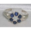Victorian Ladies Solid Sterling Silver Natural Fiery Opal & Sapphire