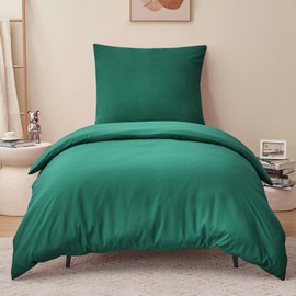 RUIKASI 2-Piece Bed Linen 155 x 220 cm, Green - Duvet Cover 155 x 220 cm with Pillowcase, Bed Linen Sets 155 x 220 cm, Microfibre with Zip, Soft and Non-Iron