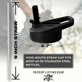 Water Bottle Lid Replacement for Battle Bottle - Straw Lid Tops for 32 oz, 40 oz, and 64 oz Wide Mouth Vacuum Sealed Water Bottles by Iron InfideI (Black)