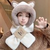 Imported Mink Balaclava - Versatile Women's Winter Hat and Scarf Combo Guilf3740 Fire Fox Two-Piece - Beige 3ea