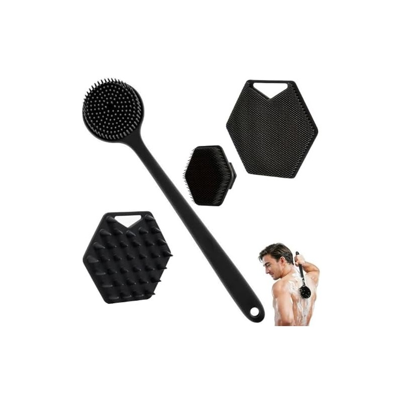 Set de Cepillos Corporales de Silicona 4 Piezas SQL-160 Negro