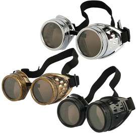 Steampunk Accessories, Steampunk Goggles 3 PCS Steampunk Glasses, Victorian Goggles for Cospaly Vintage Retro Steampunk Sunglasses Cyberpunk Gothic Welding Glasses for Festival Holiday Costumes