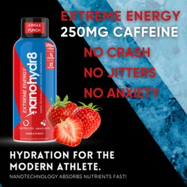 Nanohydr8 Workout Energy Drink with Nanotechnology for Fast Hydration and Electrolyte Recovery, 4 Ounce Shooter, Jungle Punch Extreme 12 Pack