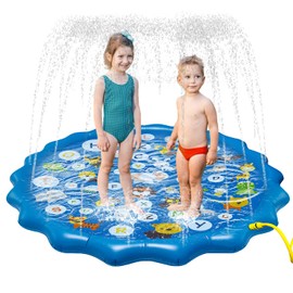Splash pad for Kids, Arfbear 67" Kiddie Pool Splash Pads for Toddlers 3-16 Summer Outdoor Water Spray Play Mat Wading Pool Inflatable Baby Kids Water Toys