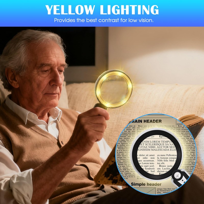 45X Magnifying Glass with Light, 4.6-Inch 1200mAh USB Rechargeable, 6