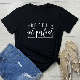 ROSEPARK Women Cute Graphic Tees Shirts Soft Tops Black Small