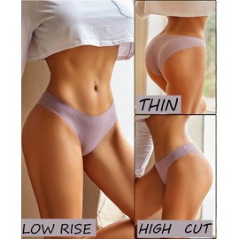 FINETOO 6 Pack Women’s Underwear Seamless Bikini Panties Low Rise Cheeky Underwear Stretch Hipster Brief for Ladies