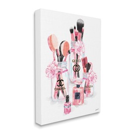 Stupell Industries Glam Fashion Cosmetic Accessories in Jars, Designed by Ziwei Li Canvas Wall Art, 16 x 20, Black