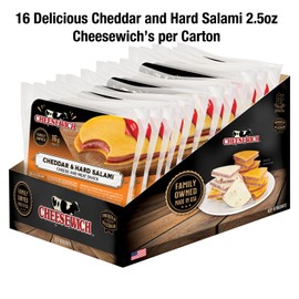 Cheesewich Protein Snacks - Cheddar Cheese & Hard Salami Slices, Pack of 16, 2.5 oz Each, Keto Friendly, Ideal for Camping, Healthy Snacks with 16g Protein Per Serving