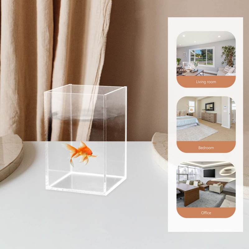 Ipetboom Clear Multi-Function Fish Tank Transparent Betta Aquarium for Office