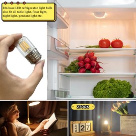 Jensense LED Refrigerator Light Bulb 40W Equivalent Fridge Light Bulb Kei d34l Refrigerator Bulb 5304511738 4W Appliance Bulb E26 3000K Warm White for Freezer, Frigidaire 450lumen, 2 Pack