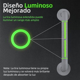 KIWOP Barra de Seguridad para Baño Luminoso, 30CM Agarraderas para Baño Adulto Mayor con Agarre Antideslizante de Silicona, Capacidad de Carga 660LBS, Pasamanos para Baño, Escalera, Aseos