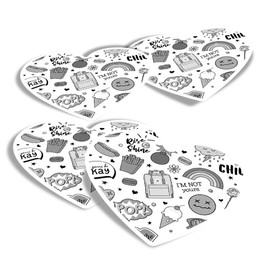 Vinyl Heart Stickers (Set of 4) - BW - Cute Teenage Girls Art Icons Fun Decals for Laptops,Tablets,Luggage,Scrap Booking,Fridges #35908