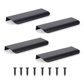 Pack of 4 Furniture Handles, Hidden Door Handles, Cabinet Handles, Aluminium Drawer Handles, Hidden Handles, Invisible Furniture Handles, Kitchen Handles, Black, 8 cm