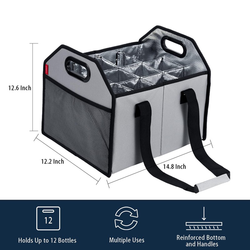 LUILANC Bottle Wine Carrier Collapsible 12 Bottle Storage Box Reusable