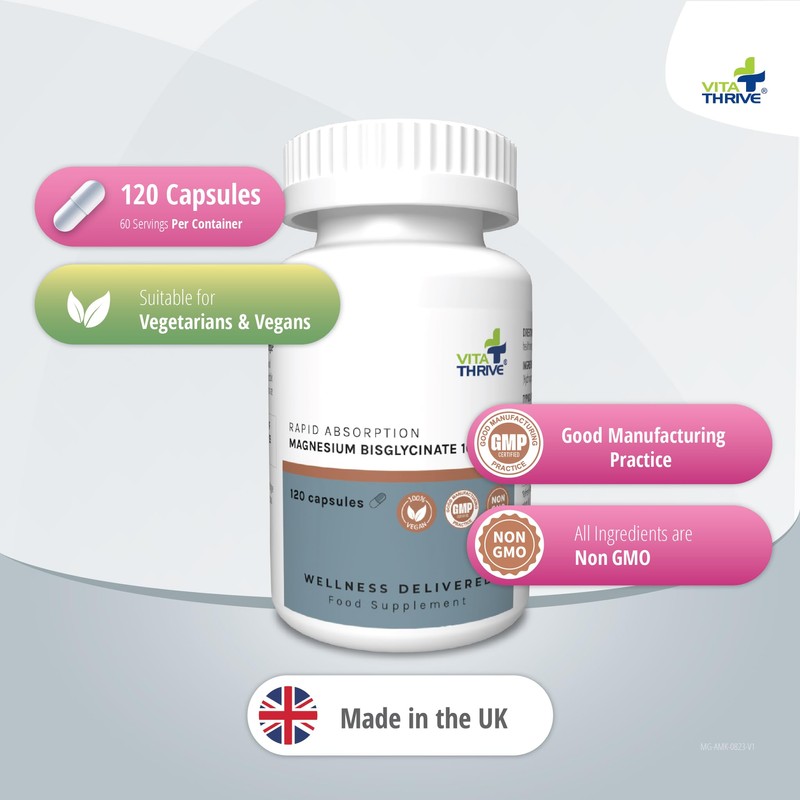 VitaThrive® Rapid Absorption Magnesium Bisglycinate 1,000mg (100mg Elemental Vegan Magnesium)