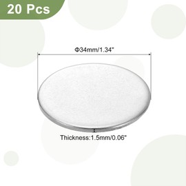 sourcing map 20Pcs Stainless Steel Disc, 1 11/32"(34mm) Dia 0.06"(1.5mm) Thick 304 Stainless Steel Flat Round Sheet Blank Round Circle Plate for Crafts Metal Stamping and Jewelry Making