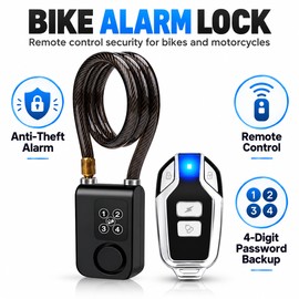 Bike Alarm Lock for Bicycles & Motorcycles – 110dB Remote-Control Security with 4-Digit Code for Daily Parking
